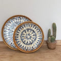 Korean Handmade Rattan Round Shell Tray Household Cake Bread Breakfast Basket Snacks Dried Fruit Plate Home Decoration Ornaments